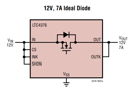 アプリケーション回路図 - Analog Devices Inc. LTC4376電力スイッチIC
